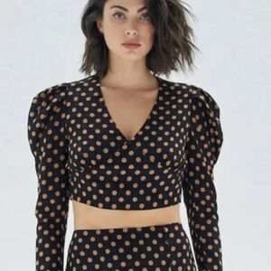 MinkPink NWT Ayat Wrap Top Small Polka Dot